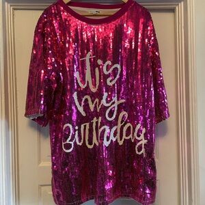Pink Sequin Birthday Shirt